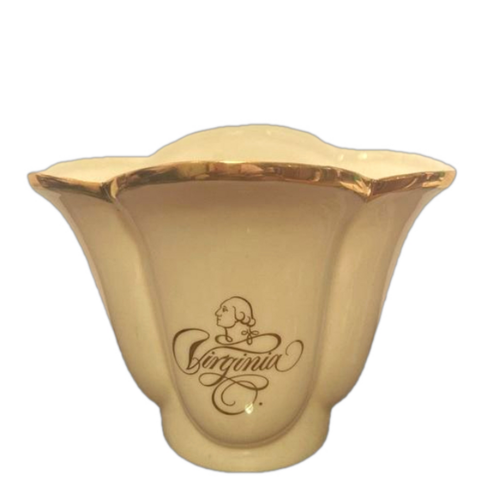 Vintage  (Virginia)  Scalloped Porcelain Bowl with Gold Trim Color is Cream